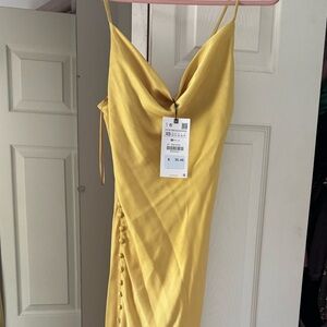 Brand new with tags Zara size extra small yellow gold long dress